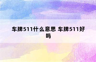 车牌511什么意思 车牌511好吗